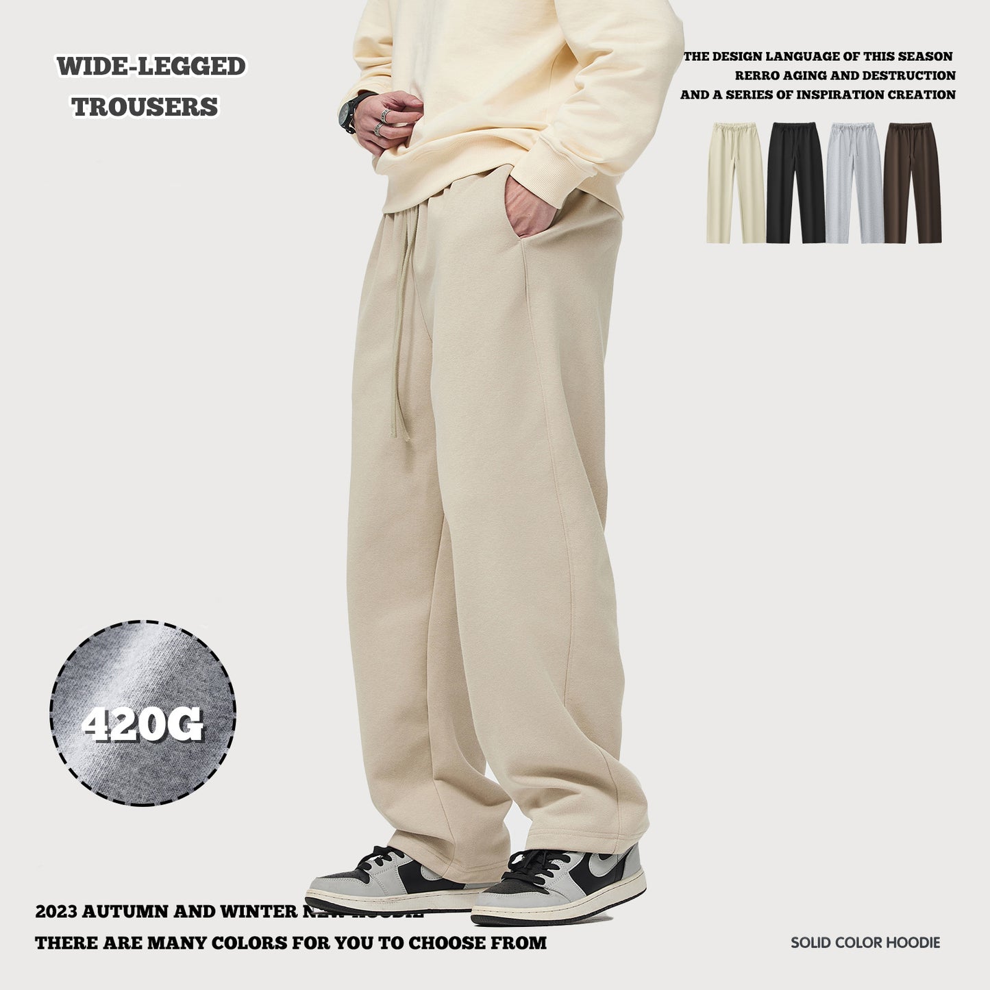 French Terry Wide Leg Sweatpants