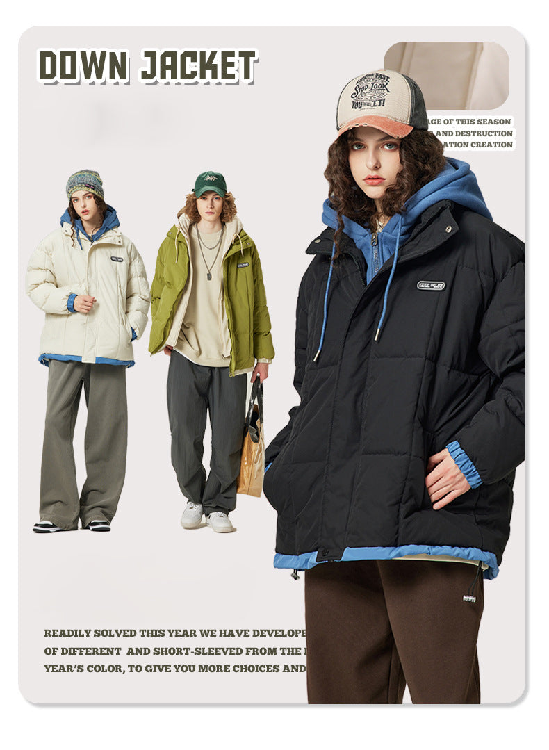 Fake Two-Piece Hooded Coat