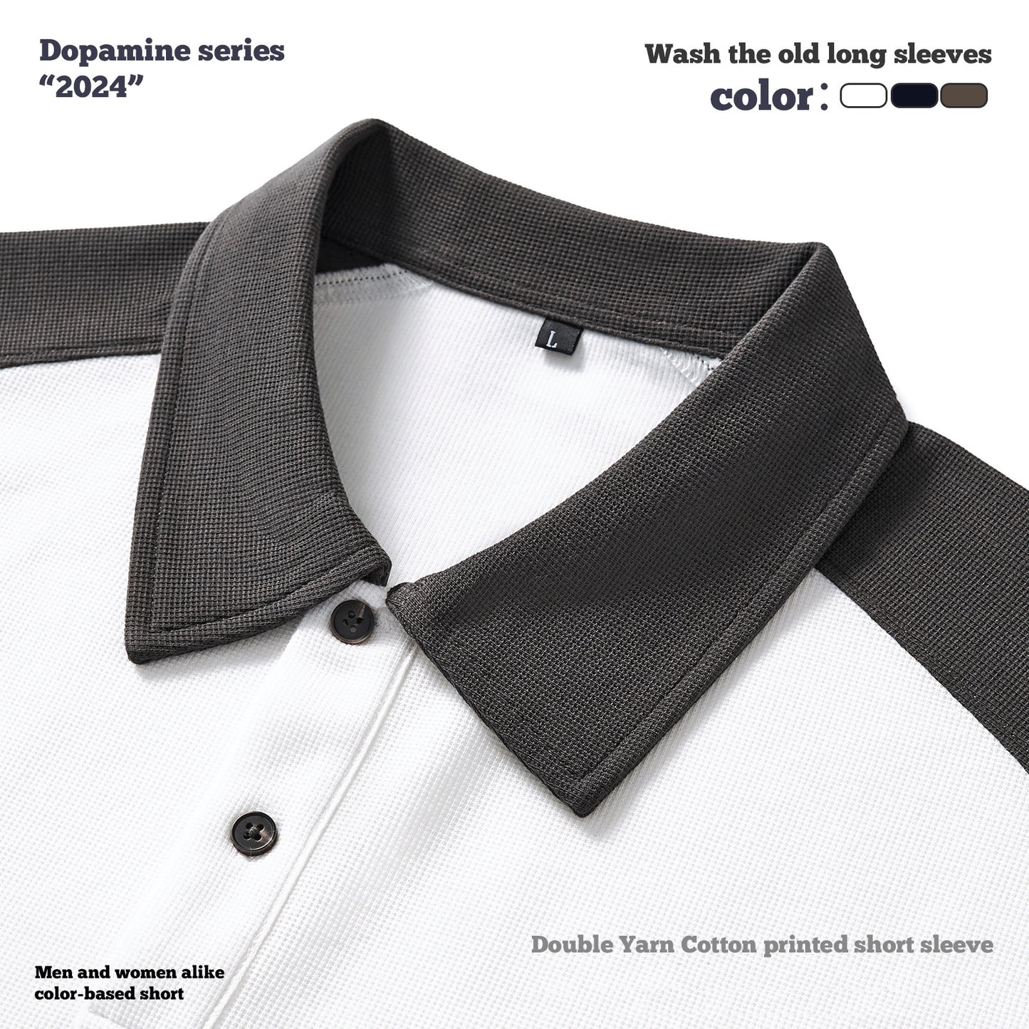 Raglan Button-Up Short Sleeve Polo Shirt