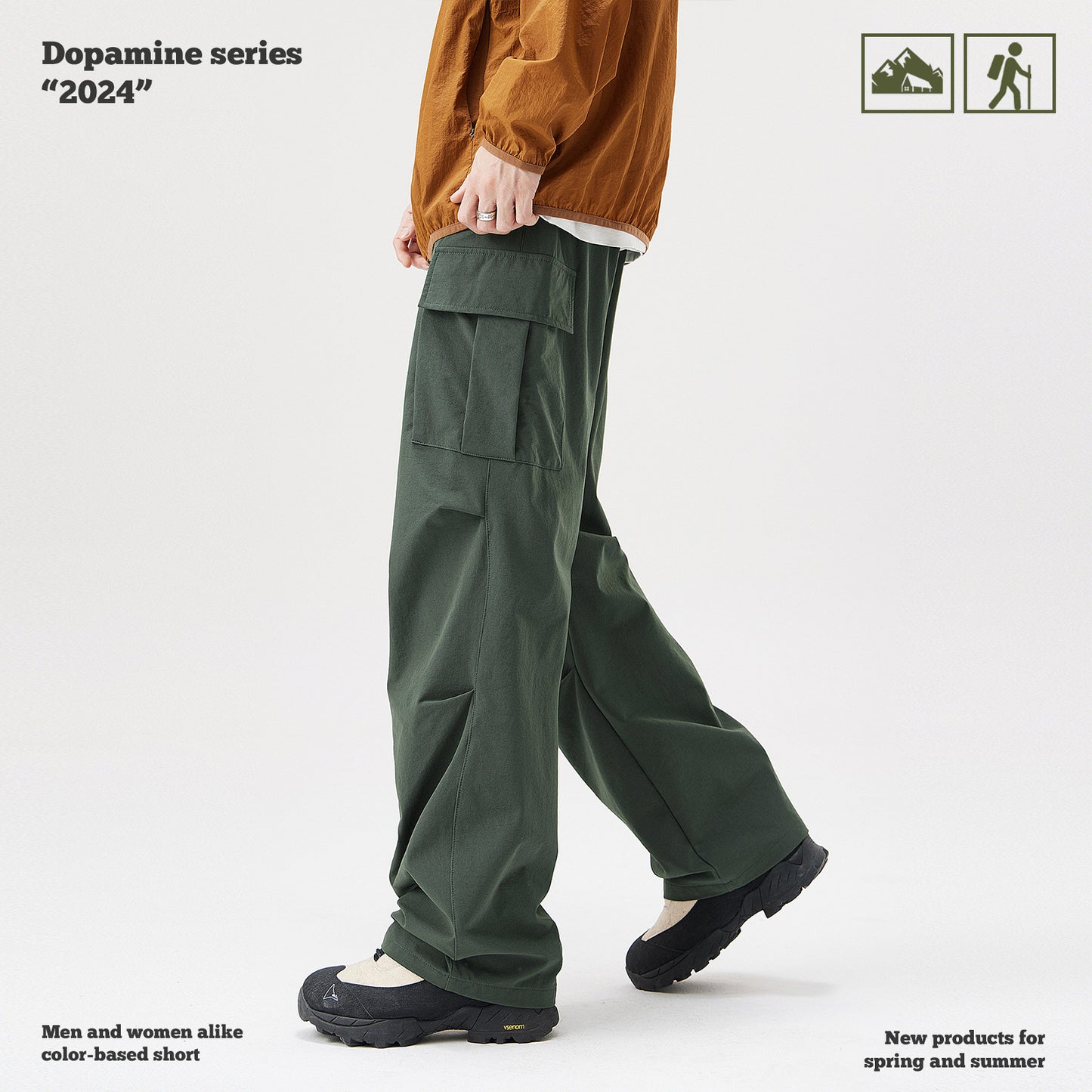Pleated Knee Cargo Pants