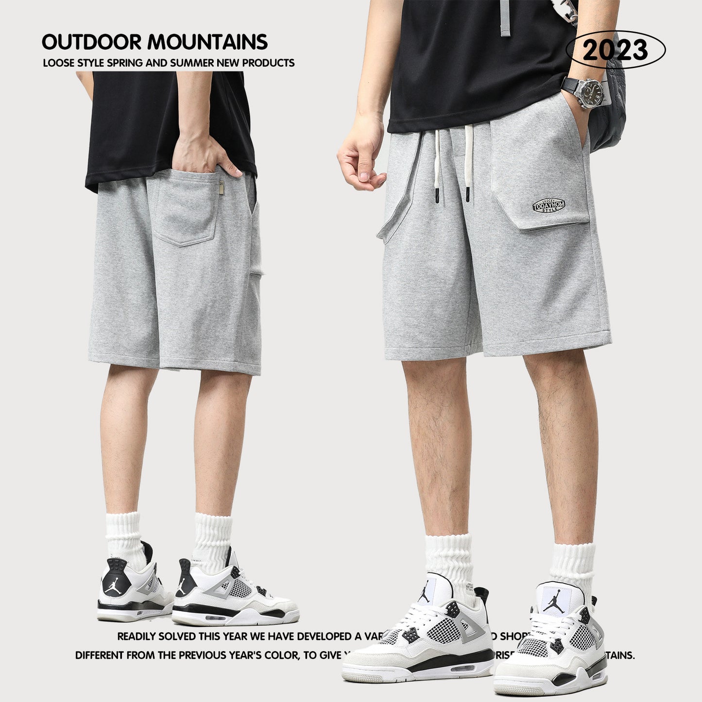 Embroidered Letter Knitted Cargo Shorts