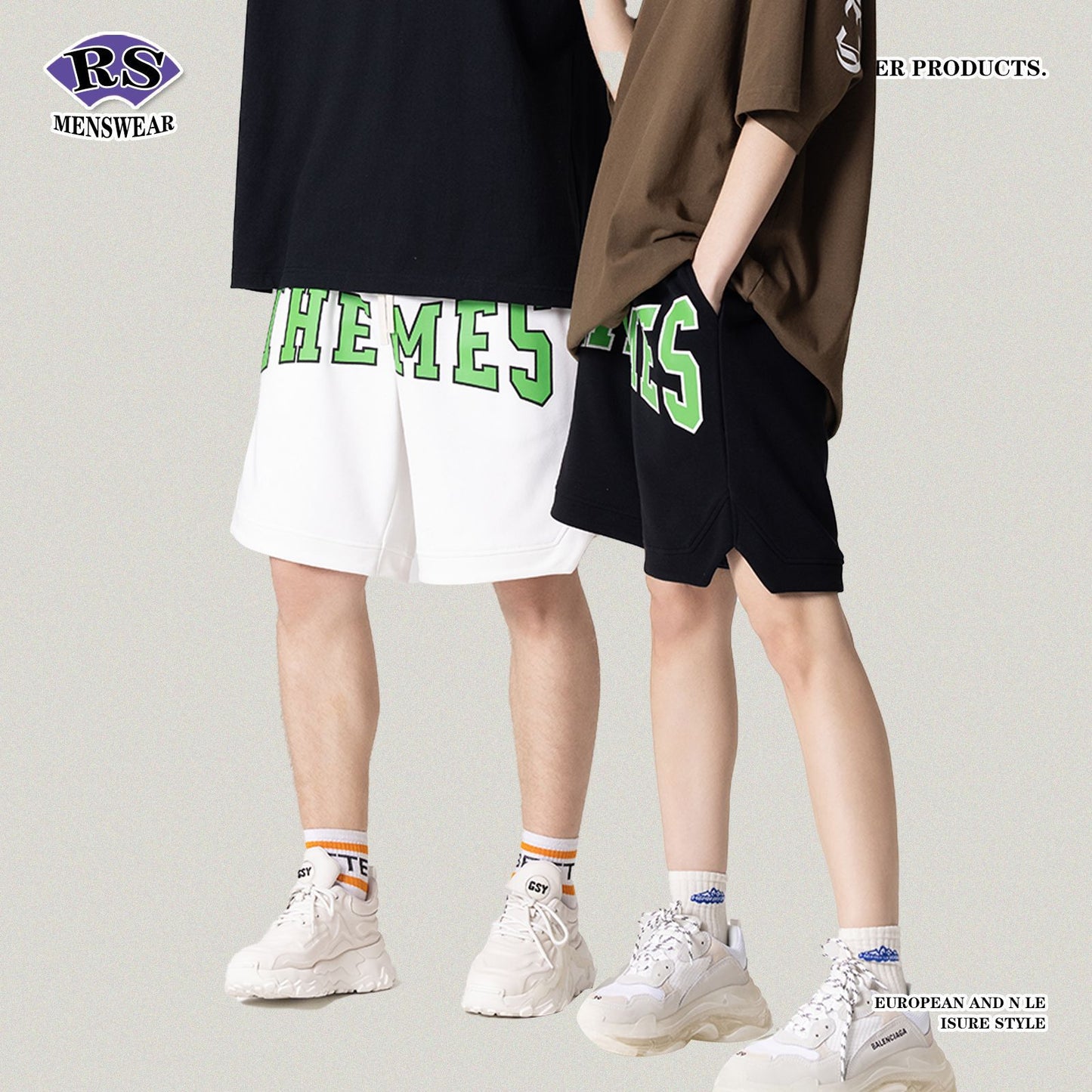 Letter Printed Casual Shorts