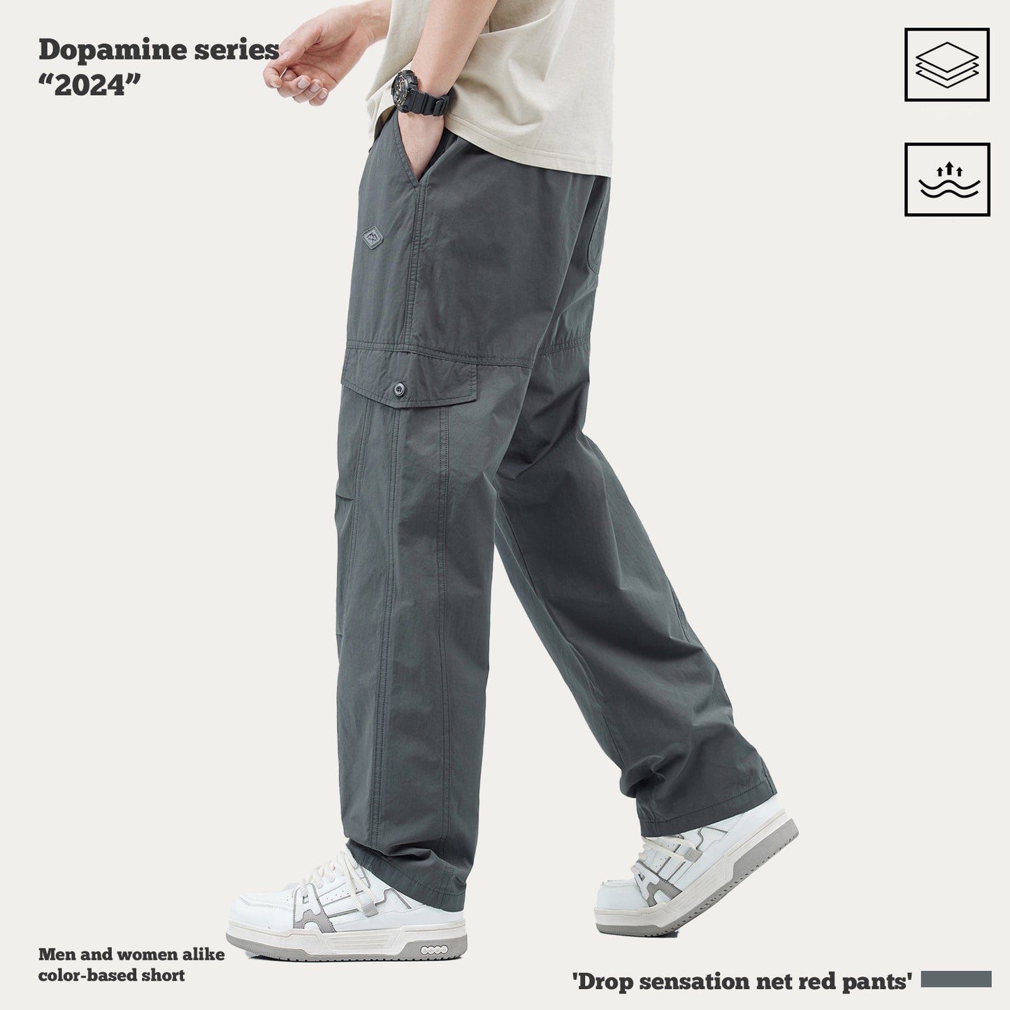 Pleated Knee Straight Leg Cargo Pants