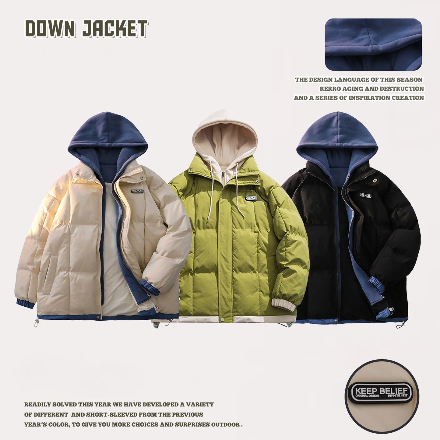 Fake Two-Piece Hooded Coat