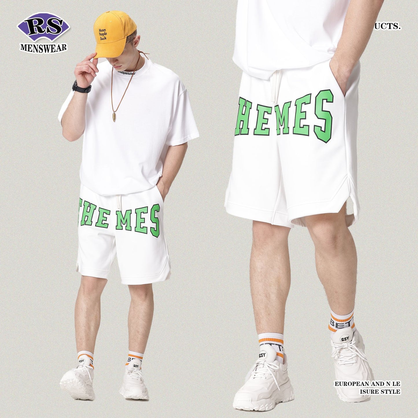 Letter Printed Casual Shorts