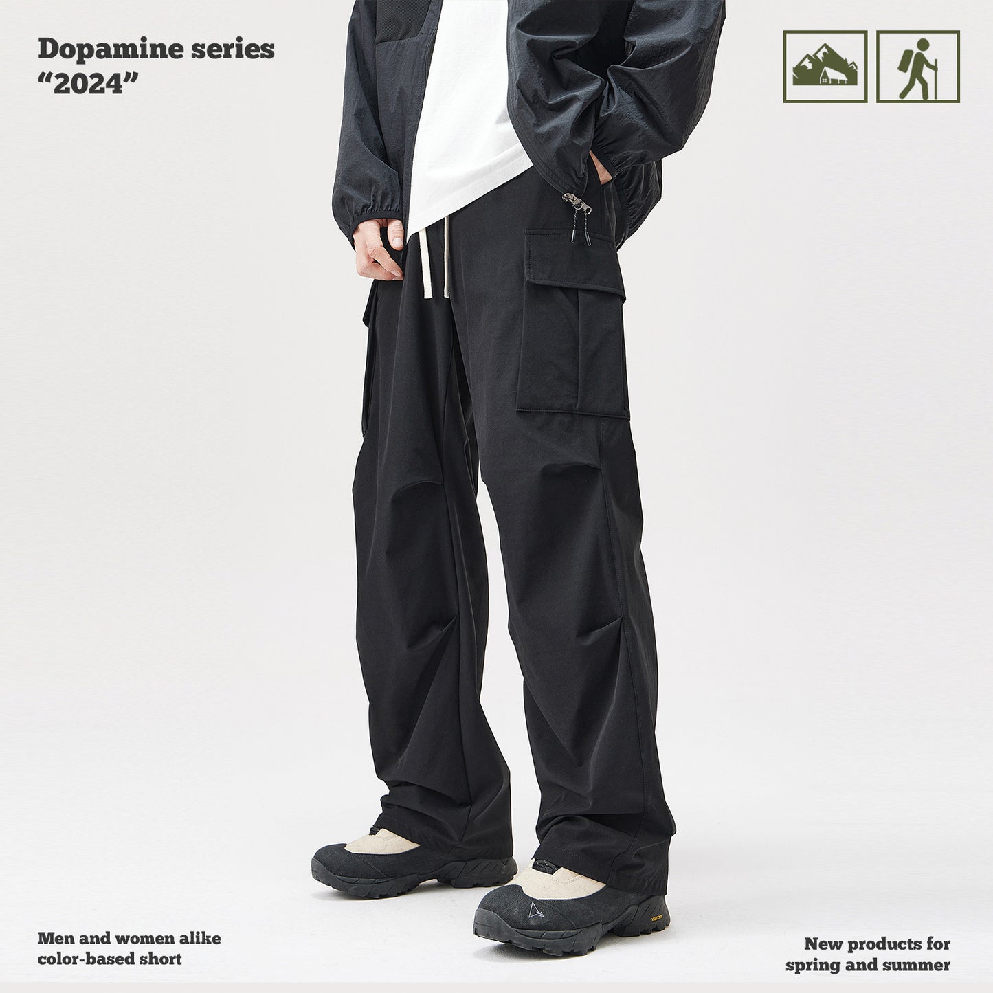 Pleated Knee Cargo Pants