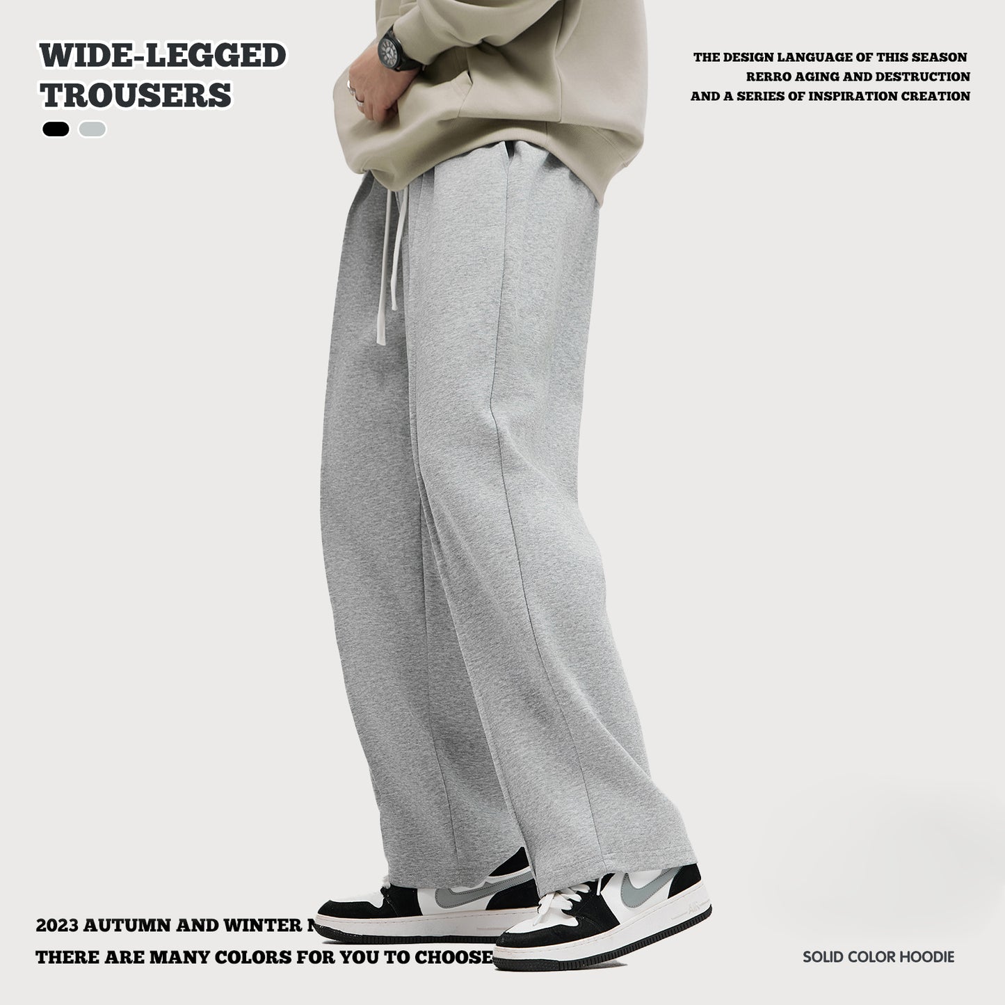 Pleated Straight Leg Sweatpants