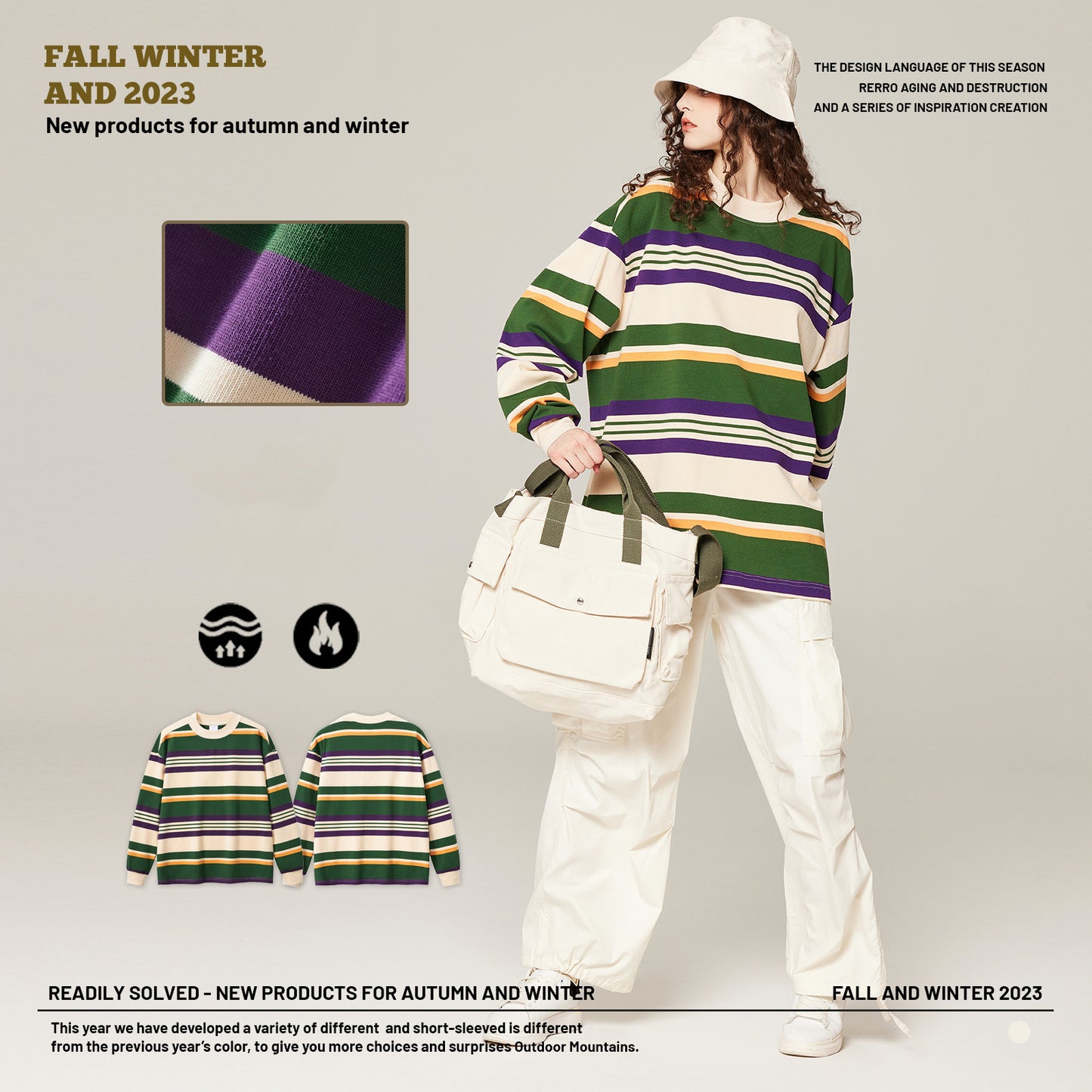 Wash Striped Long Sleeve Couple Tee