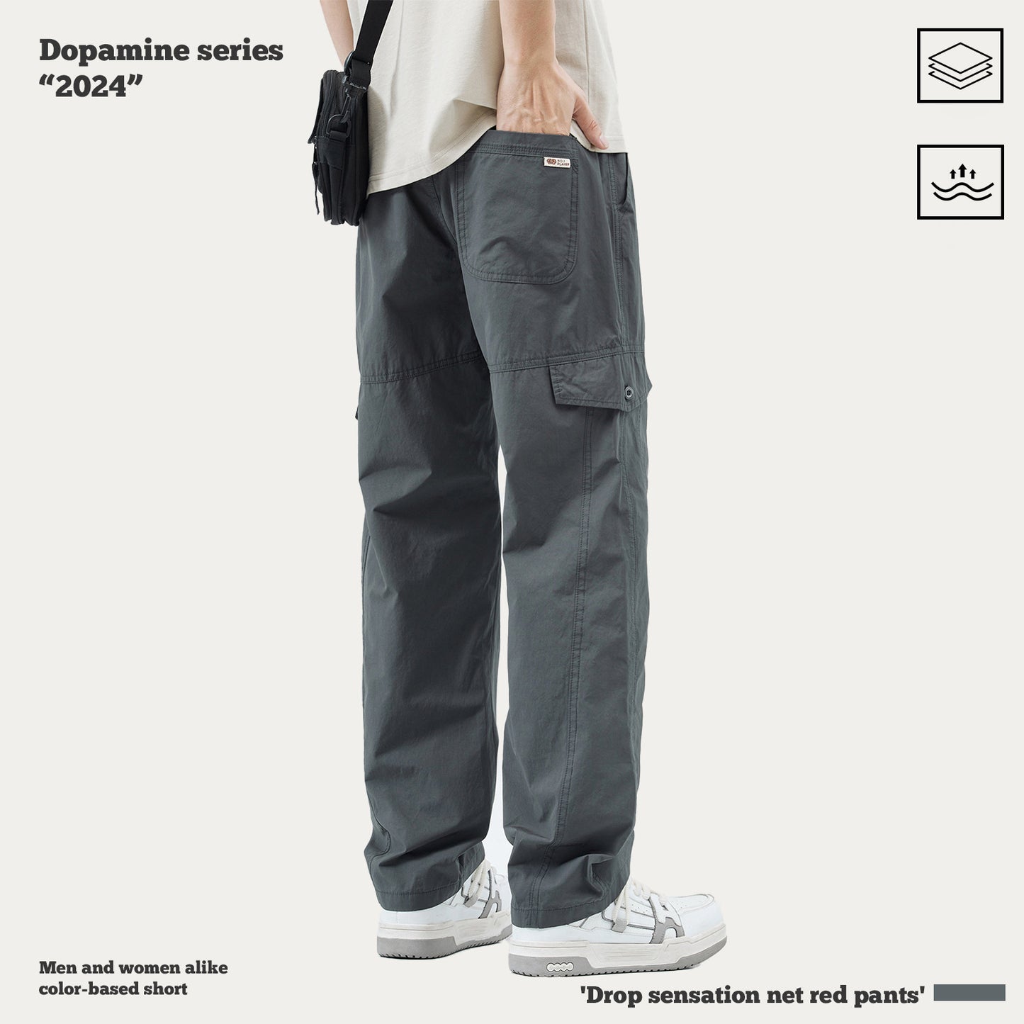 Pleated Knee Straight Leg Cargo Pants