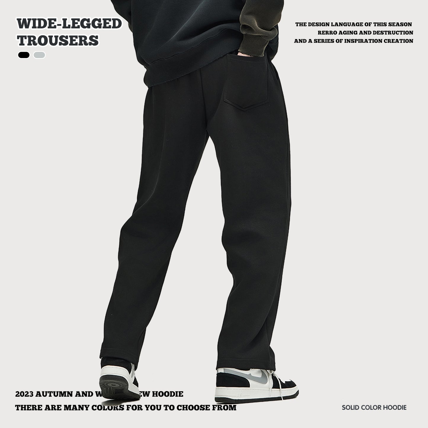Pleated Straight Leg Sweatpants