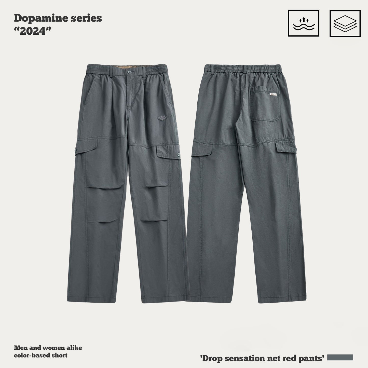 Pleated Knee Straight Leg Cargo Pants