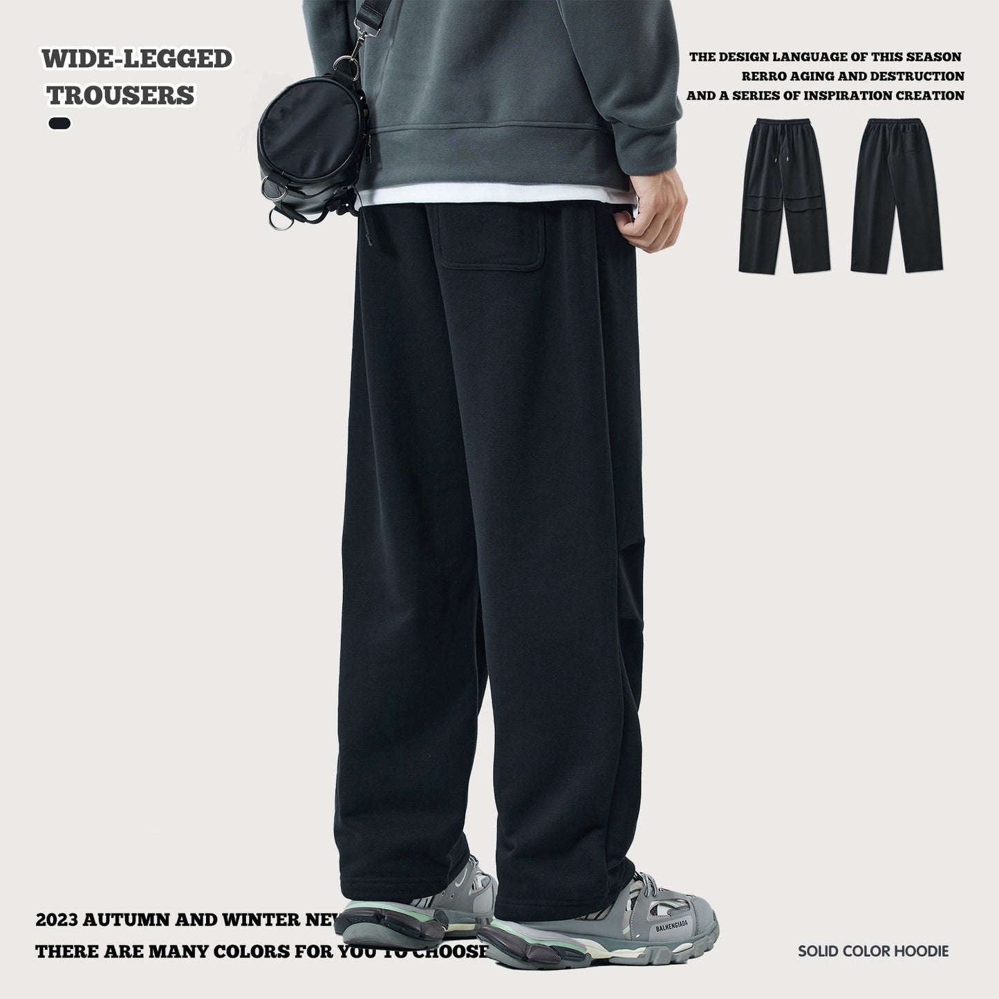 Pleated Knee Straight Leg Pants