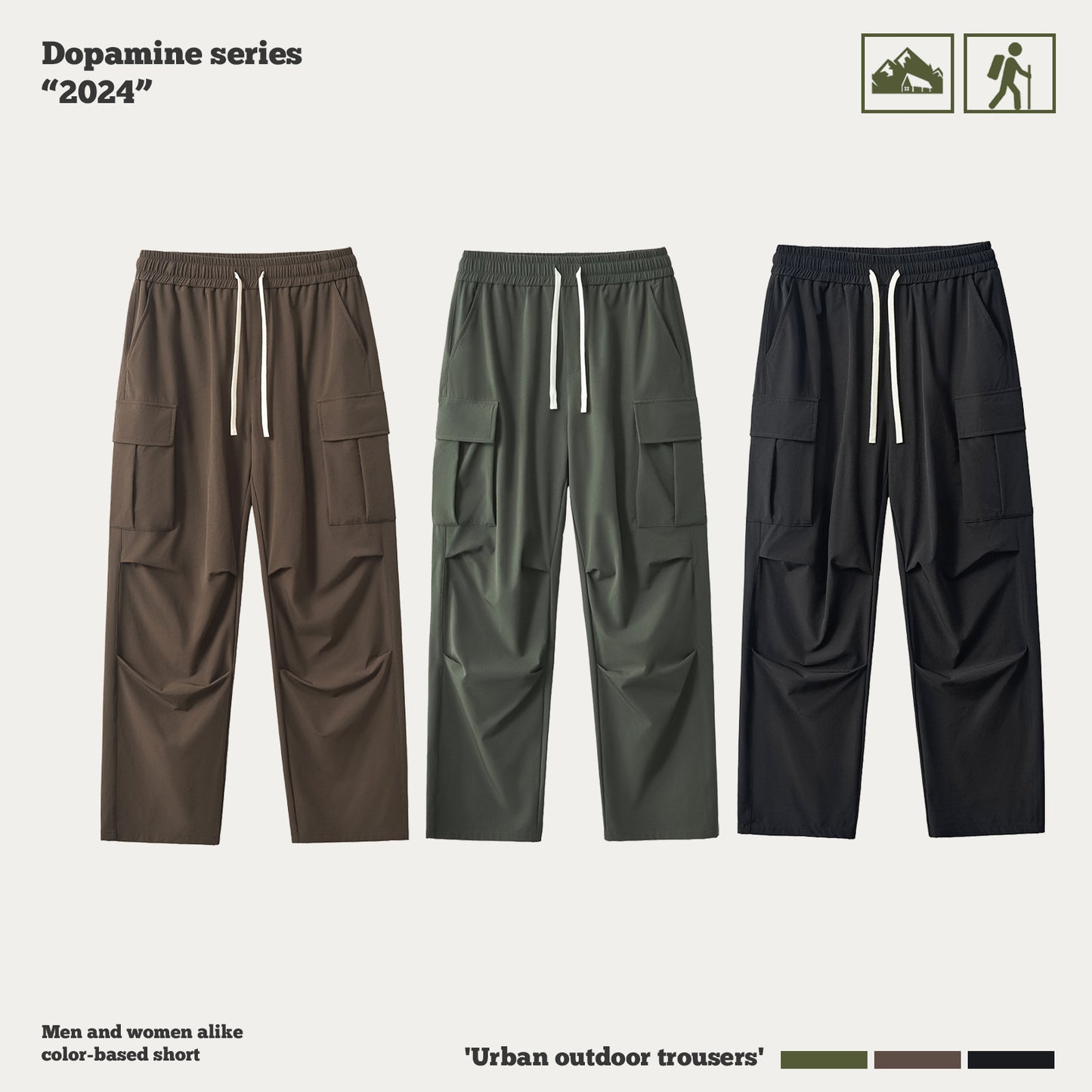 Pleated Knee Cargo Pants