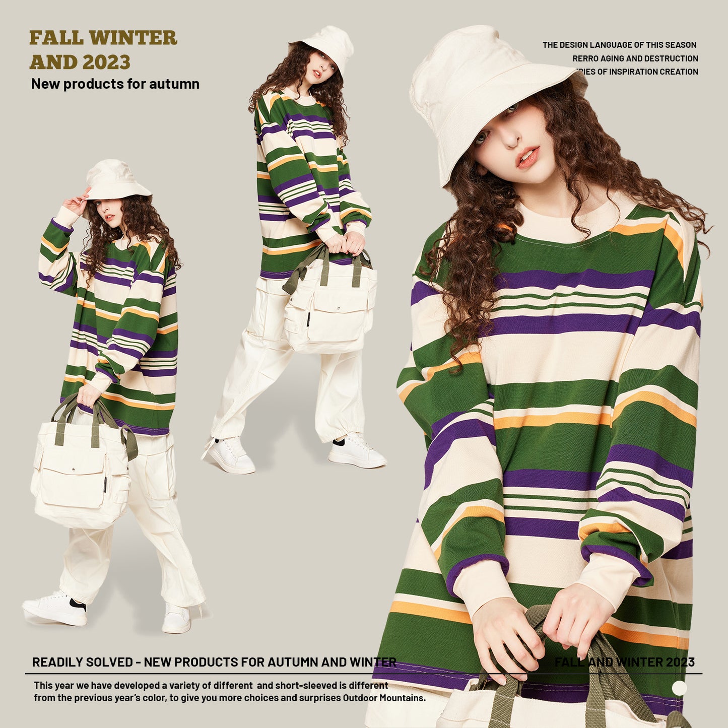 Wash Striped Long Sleeve Couple Tee
