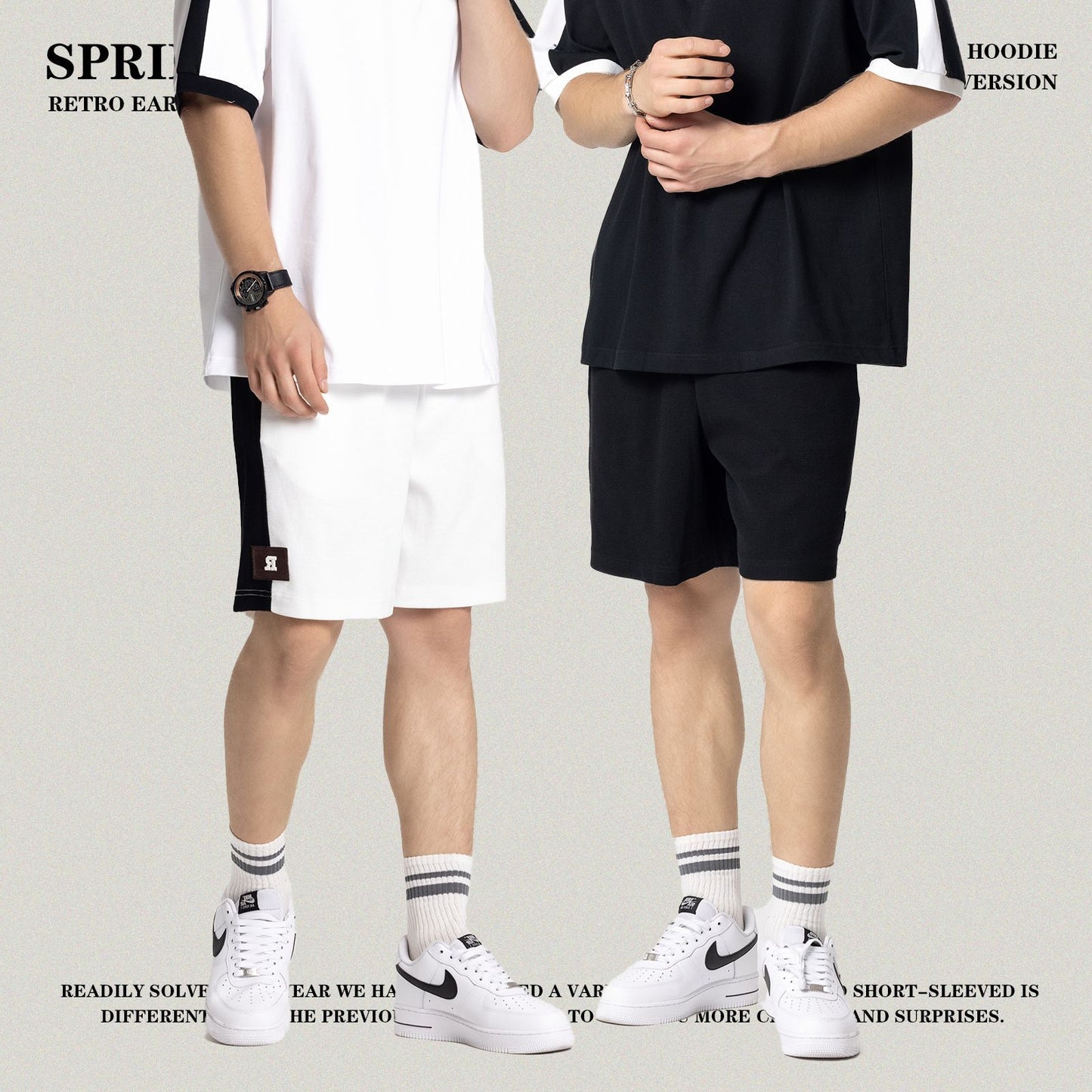 Colorblock Waffle Knit Shorts