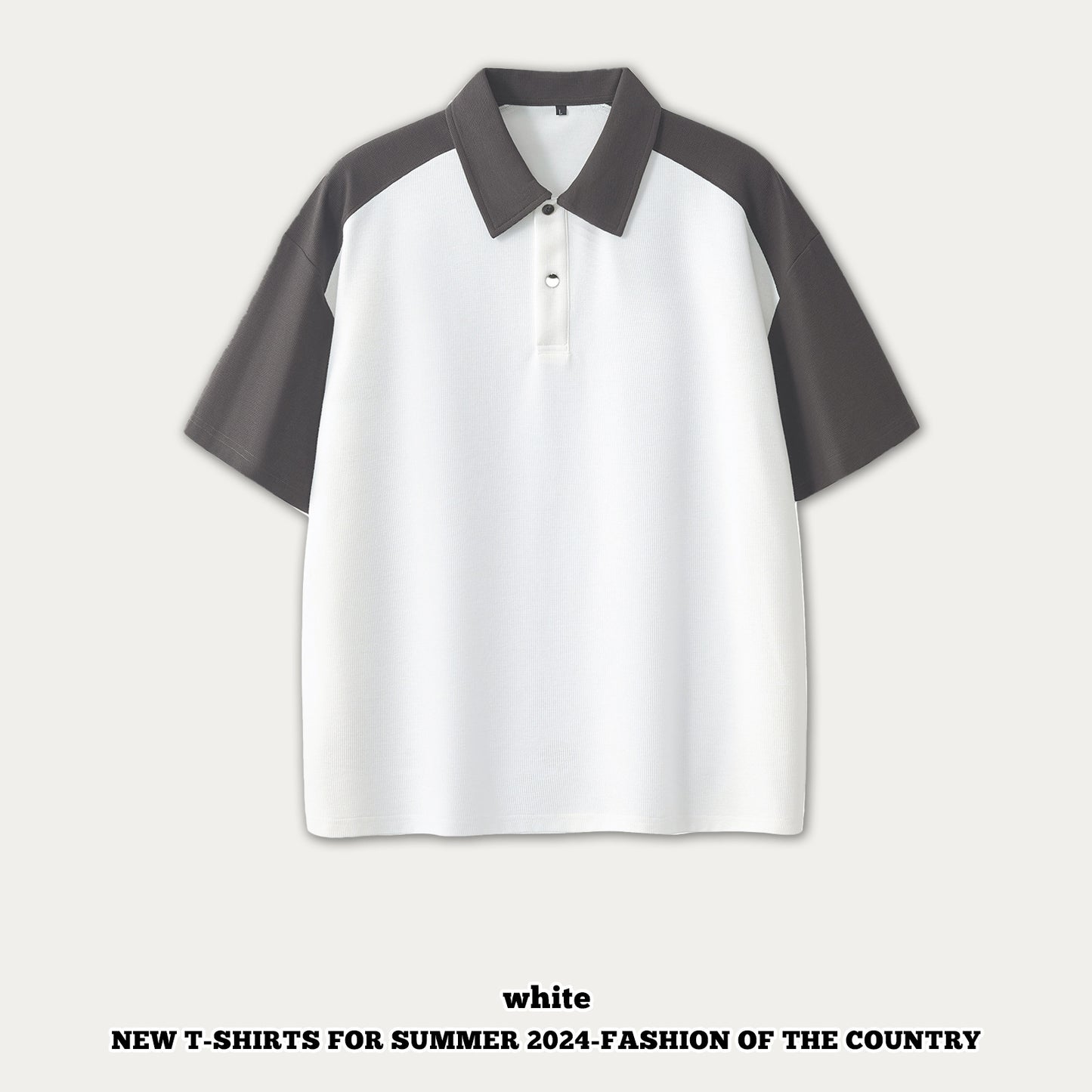Raglan Button-Up Short Sleeve Polo Shirt