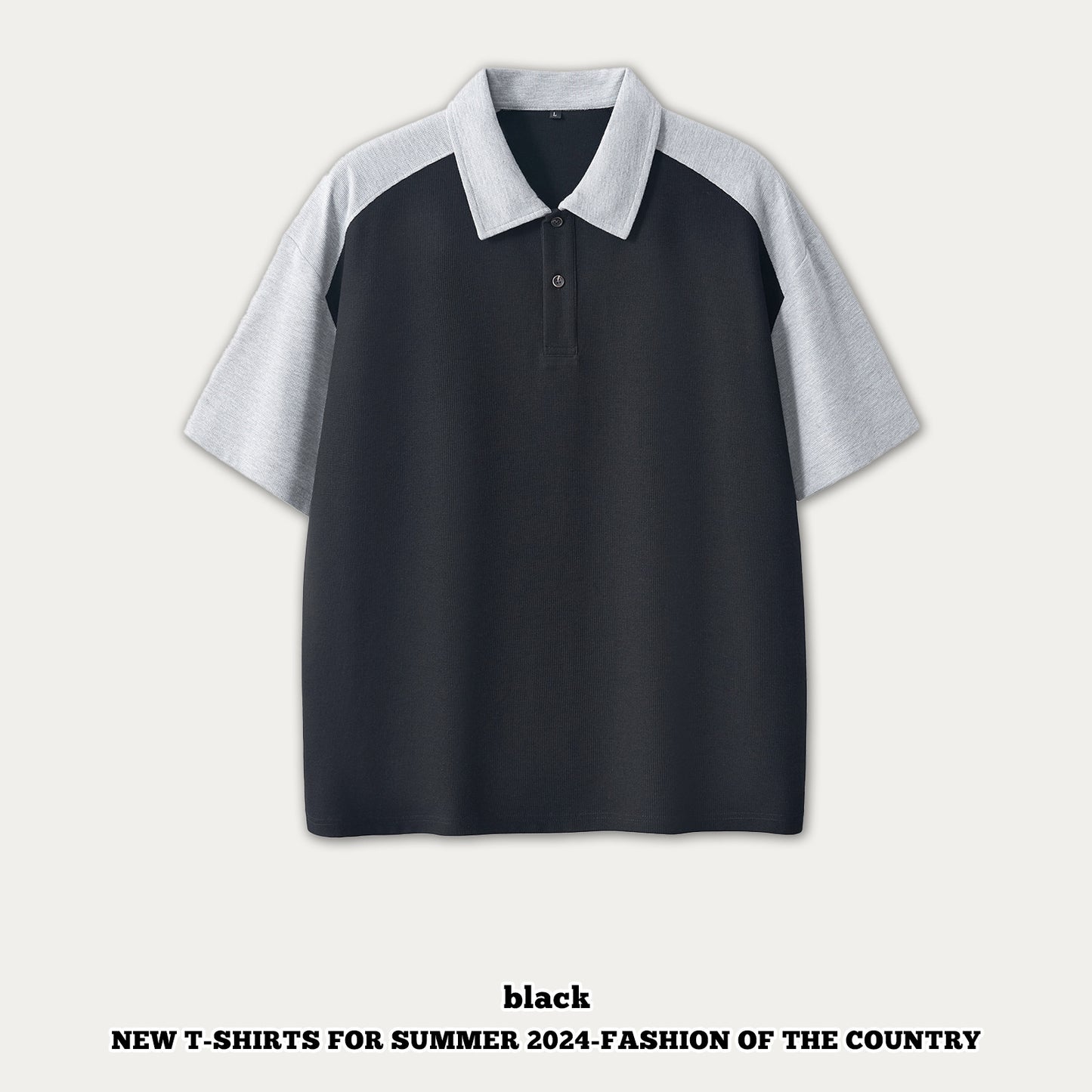 Raglan Button-Up Short Sleeve Polo Shirt