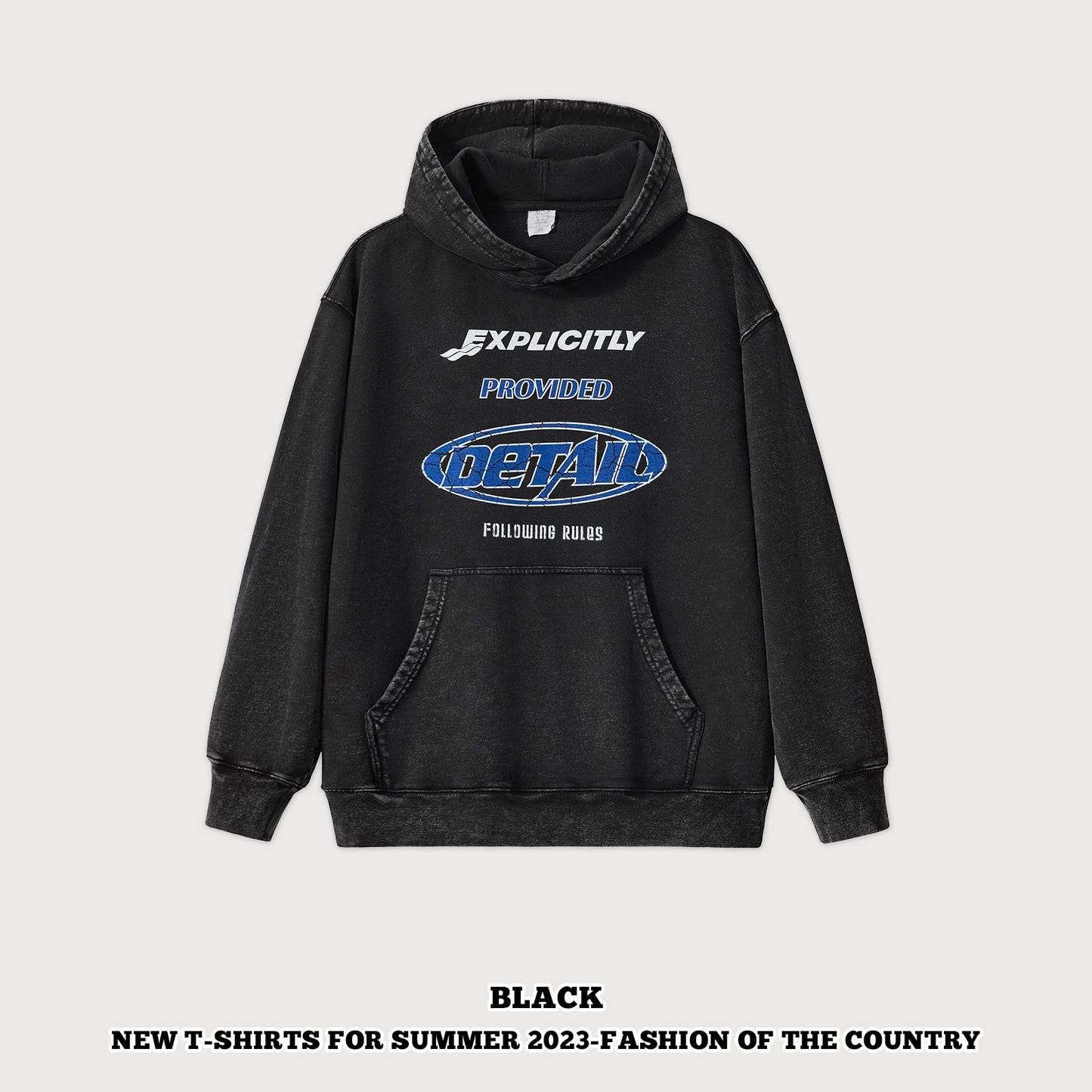Wash Letter Print French Terry Hoodie
