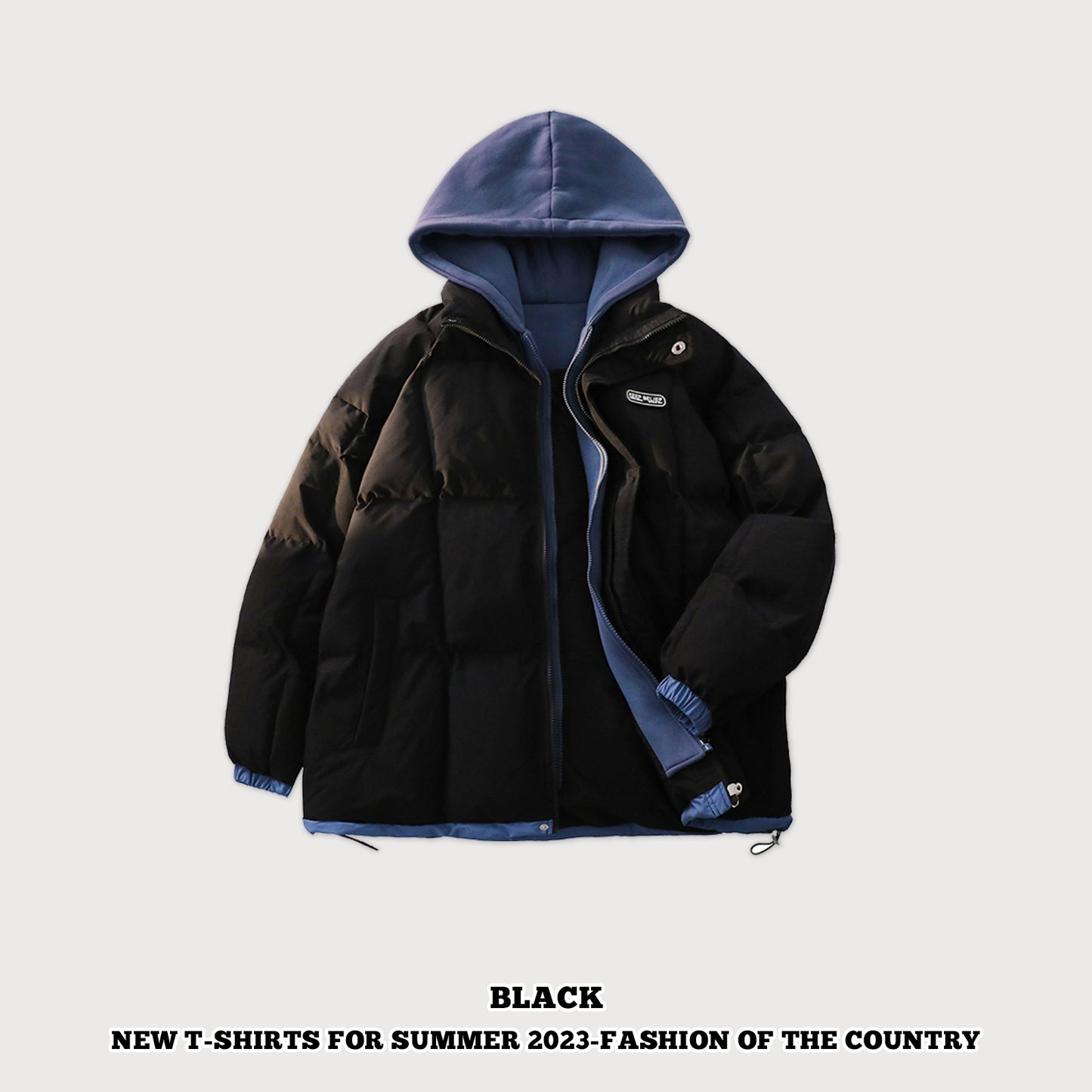 Fake Two-Piece Hooded Coat