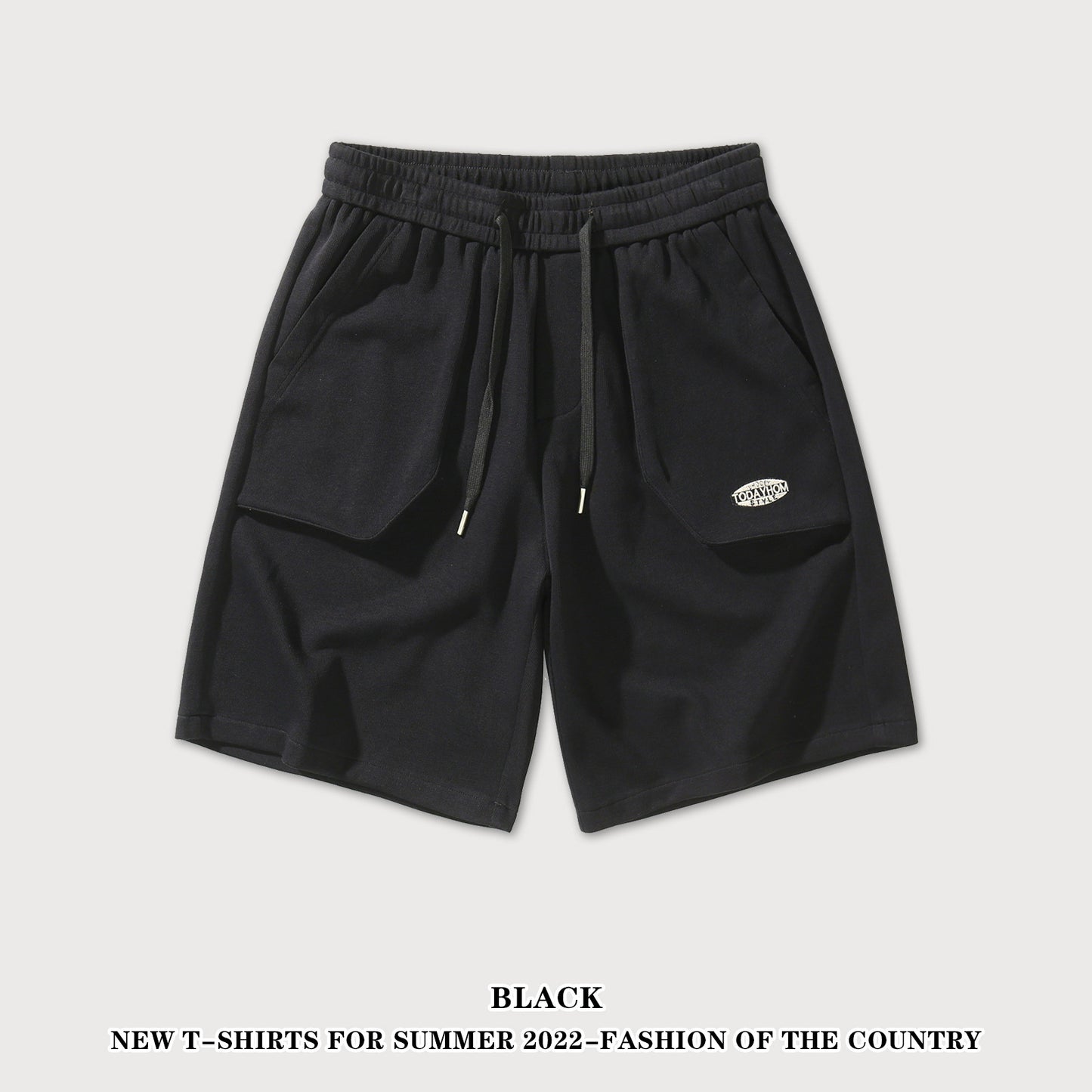 Embroidered Letter Knitted Cargo Shorts