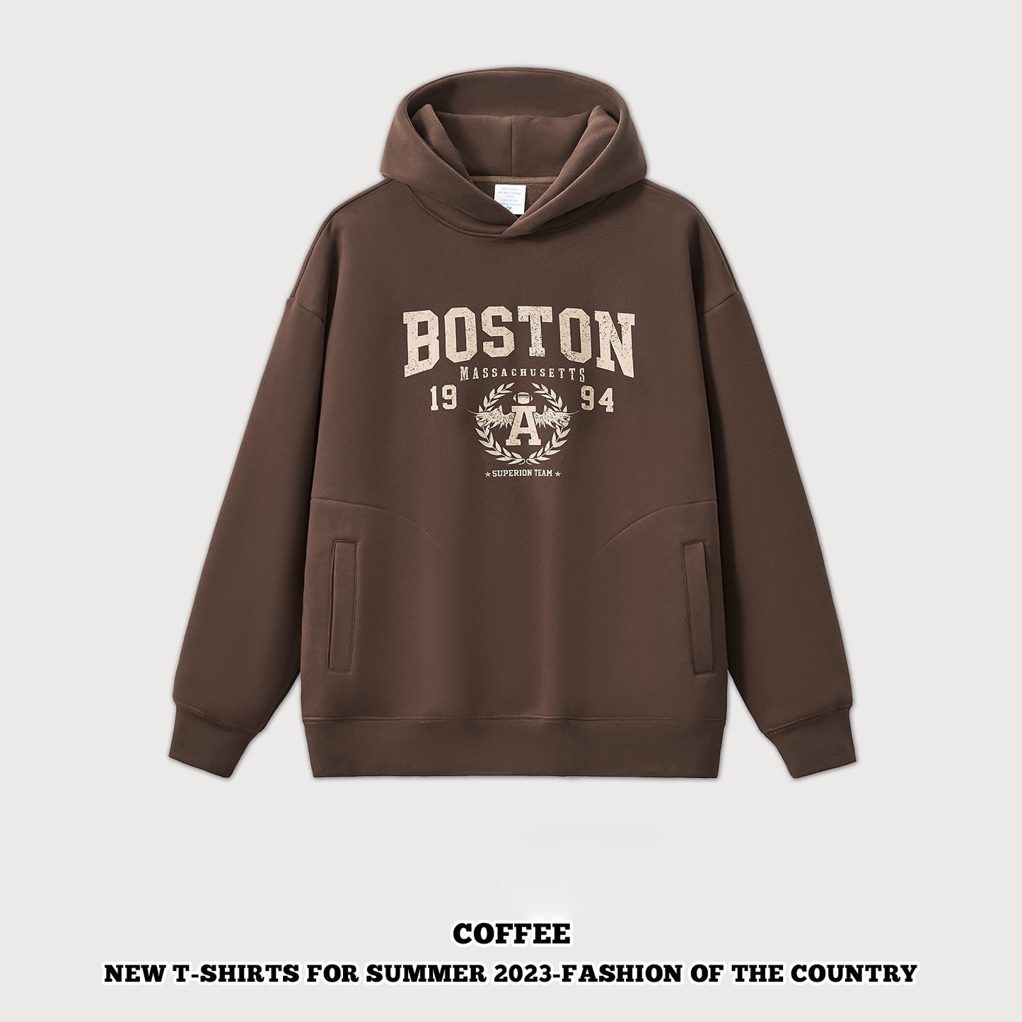 Letter Printed Fleece Hoodie