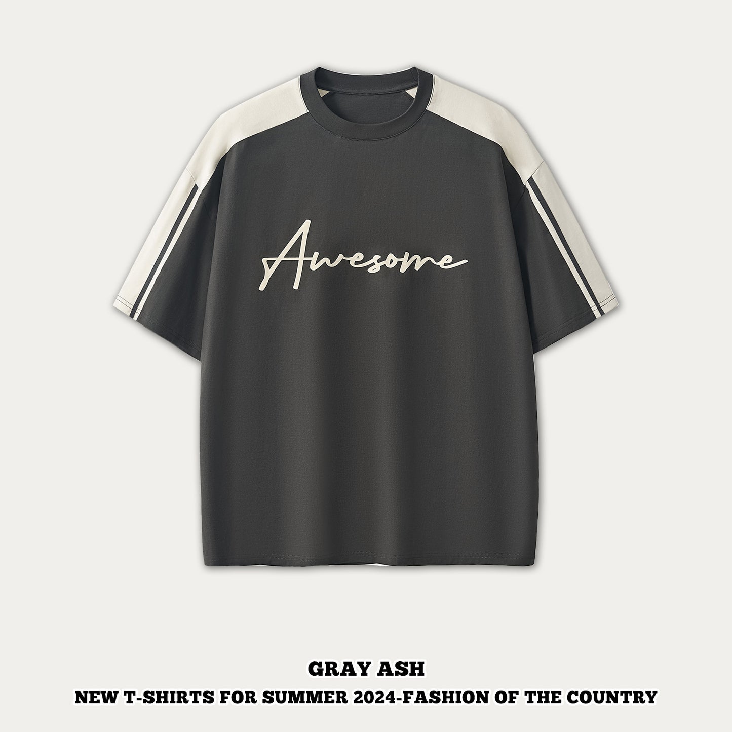 Colorblock Letter Printed Short Sleeve Tee