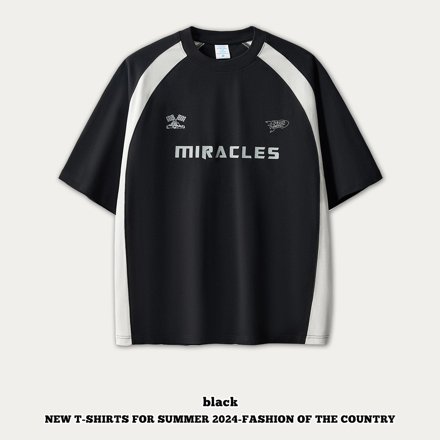 Printed Short Sleeve Patchwork Racewear