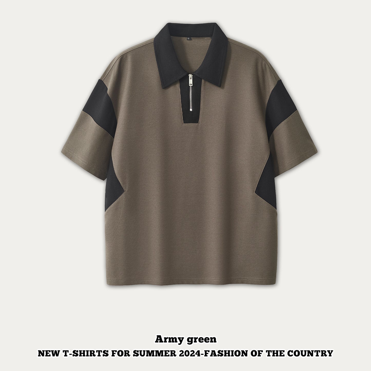 Half Zipper Waffle Knit Polo Shirt