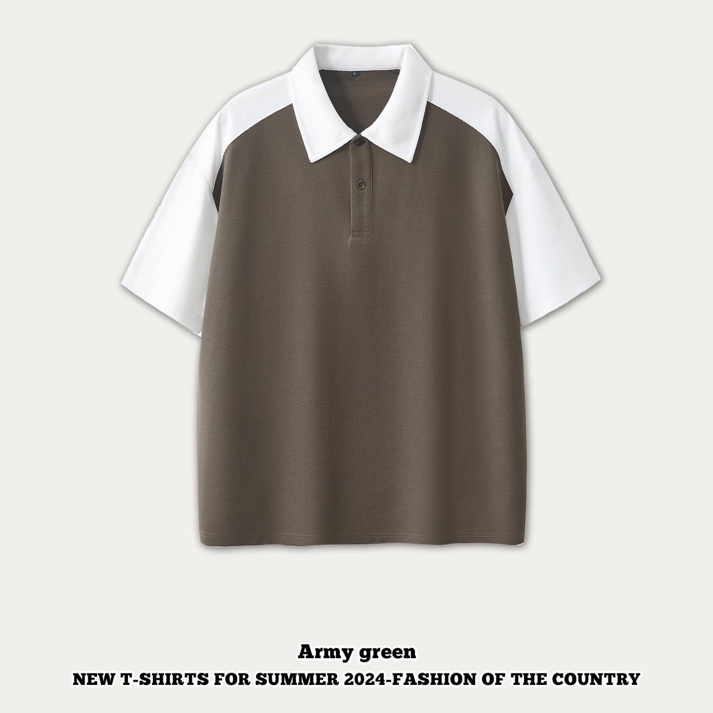 Raglan Button-Up Short Sleeve Polo Shirt
