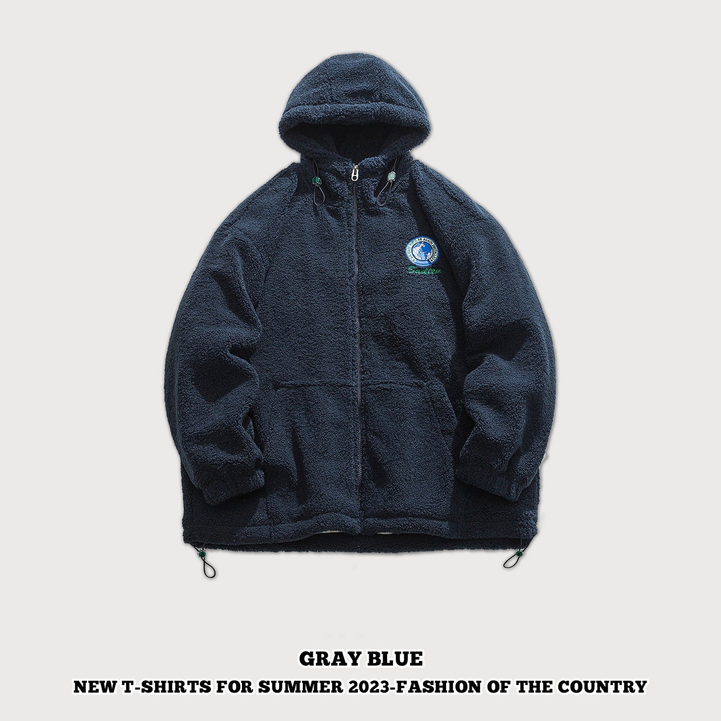 Embroidered Full-Zip Fleece Coat