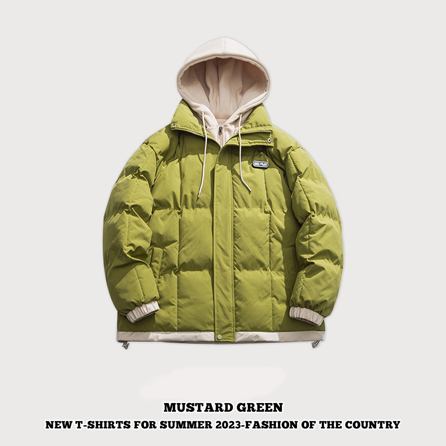 Fake Two-Piece Hooded Coat