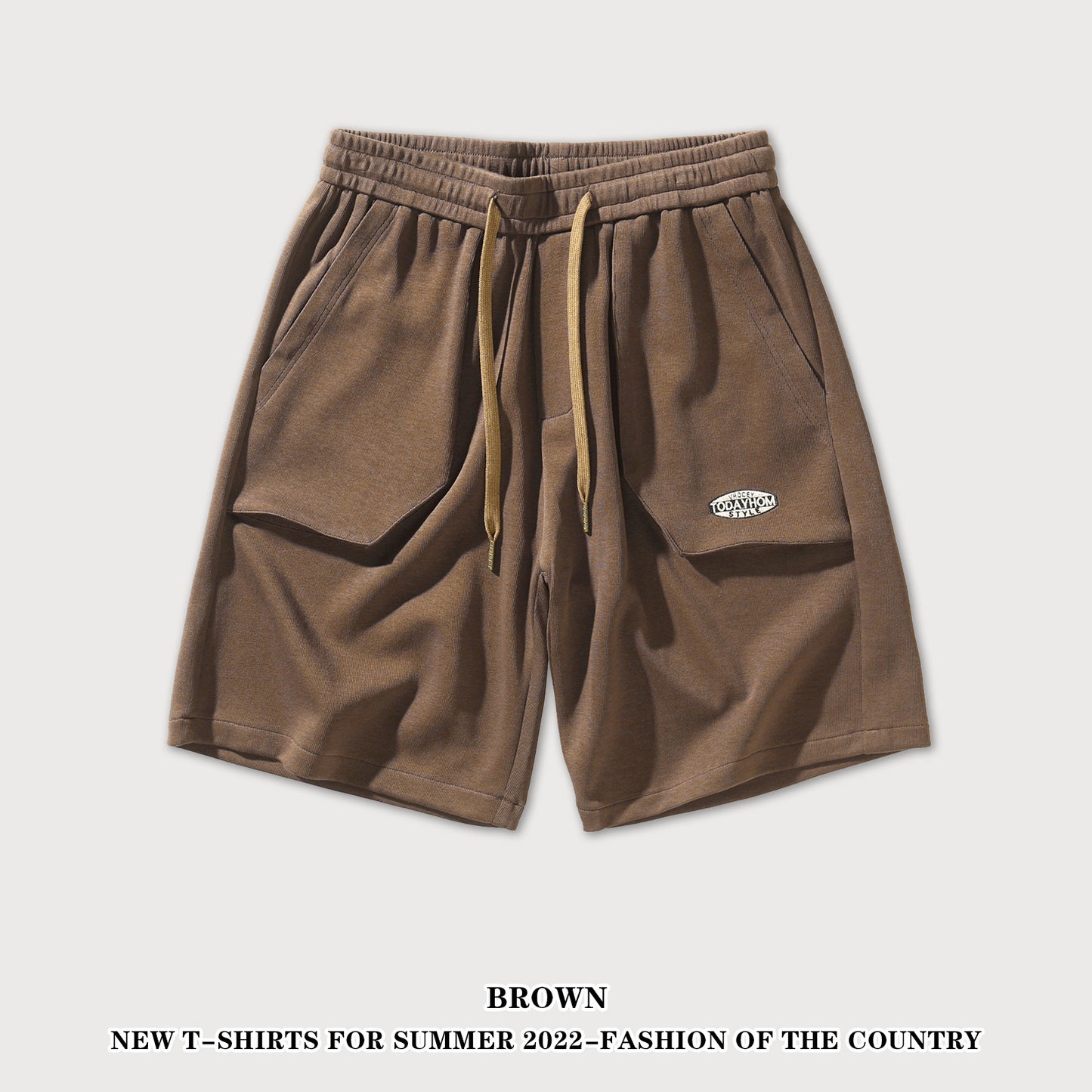 Embroidered Letter Knitted Cargo Shorts
