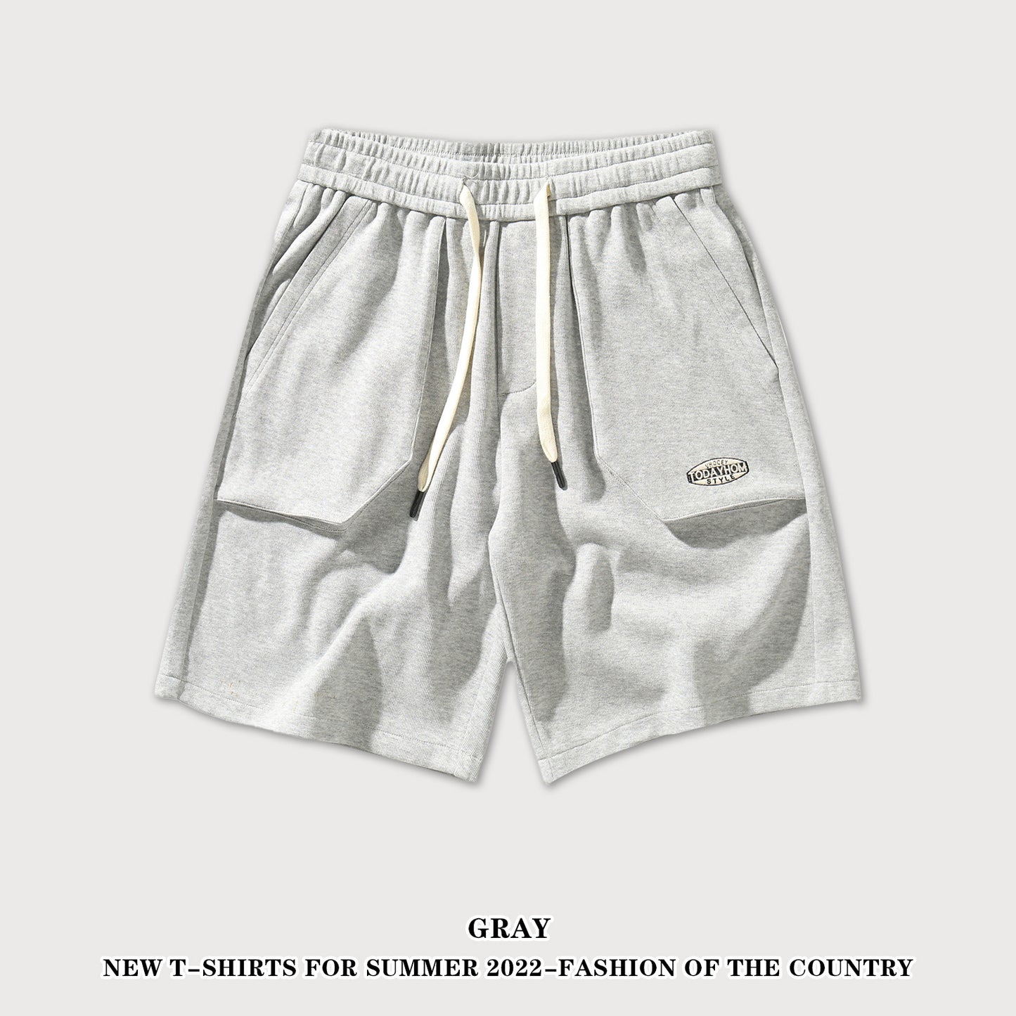 Embroidered Letter Knitted Cargo Shorts