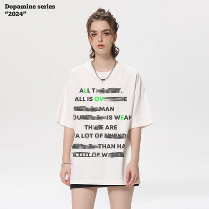 Letter Printed Short Sleeve Couple Tee
