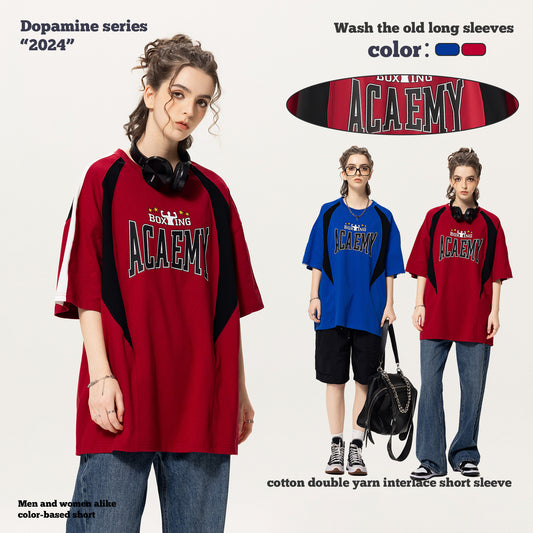 Colorblock Half Sleeve Patchwork Racewear