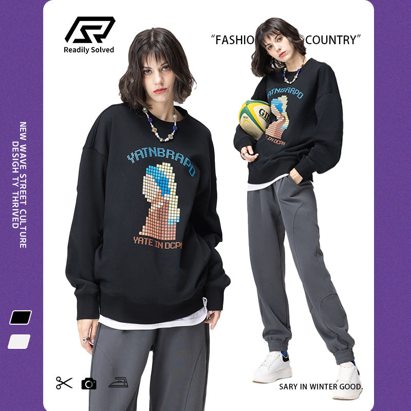 Crew Mosaic Bricks Print Sweatshirt