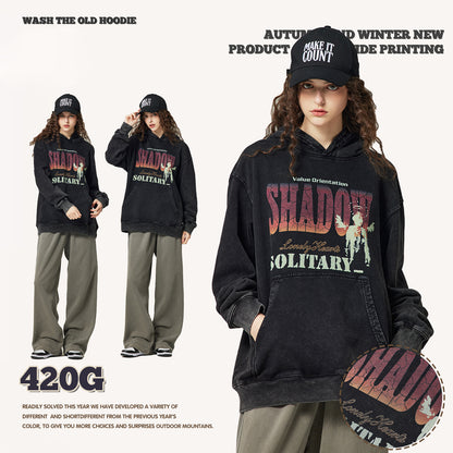 Wash Digital Print Oversized Hoodie