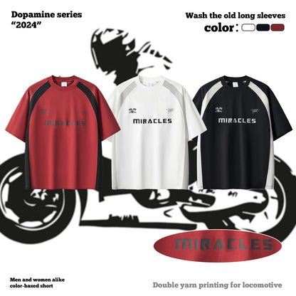 Printed Short Sleeve Patchwork Racewear