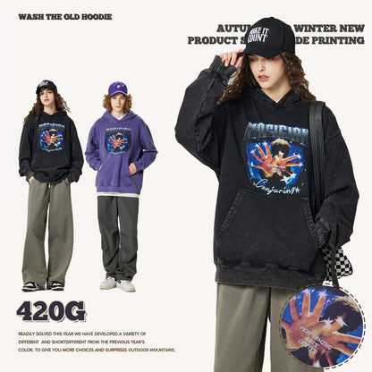 Retro Digital Print Hoodie