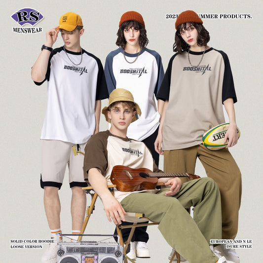 Raglan Letter Printed Short Sleeve Tee