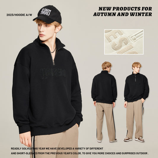Stand Collar Half-Zip Sweatshirt
