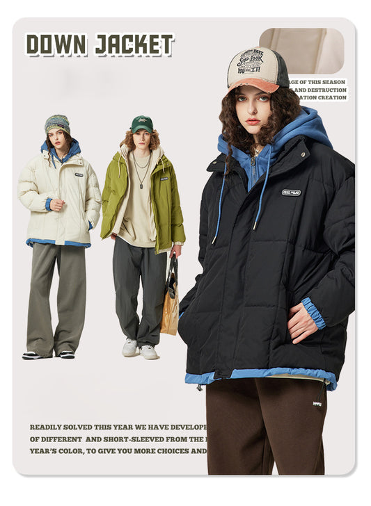 Fake Two-Piece Hooded Coat