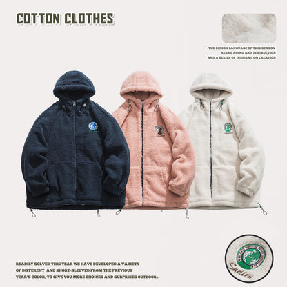 Embroidered Full-Zip Fleece Coat