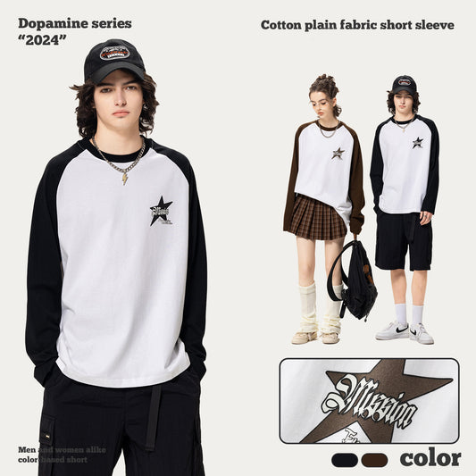 Foam Printing Raglan Long Sleeve Tee