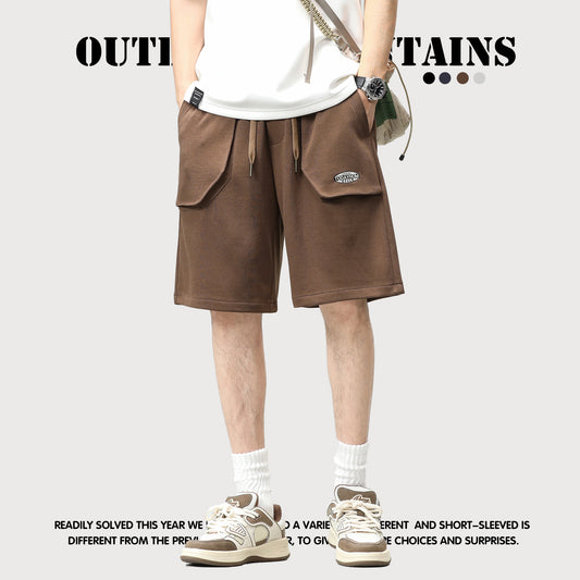 Embroidered Letter Knitted Cargo Shorts
