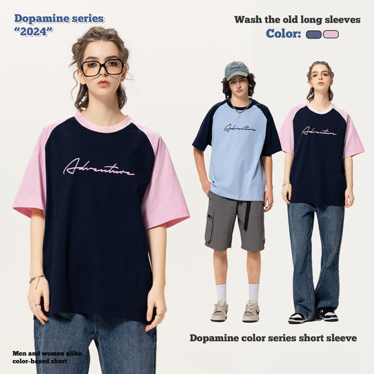 Rubber Print Raglan Short Sleeve Tee