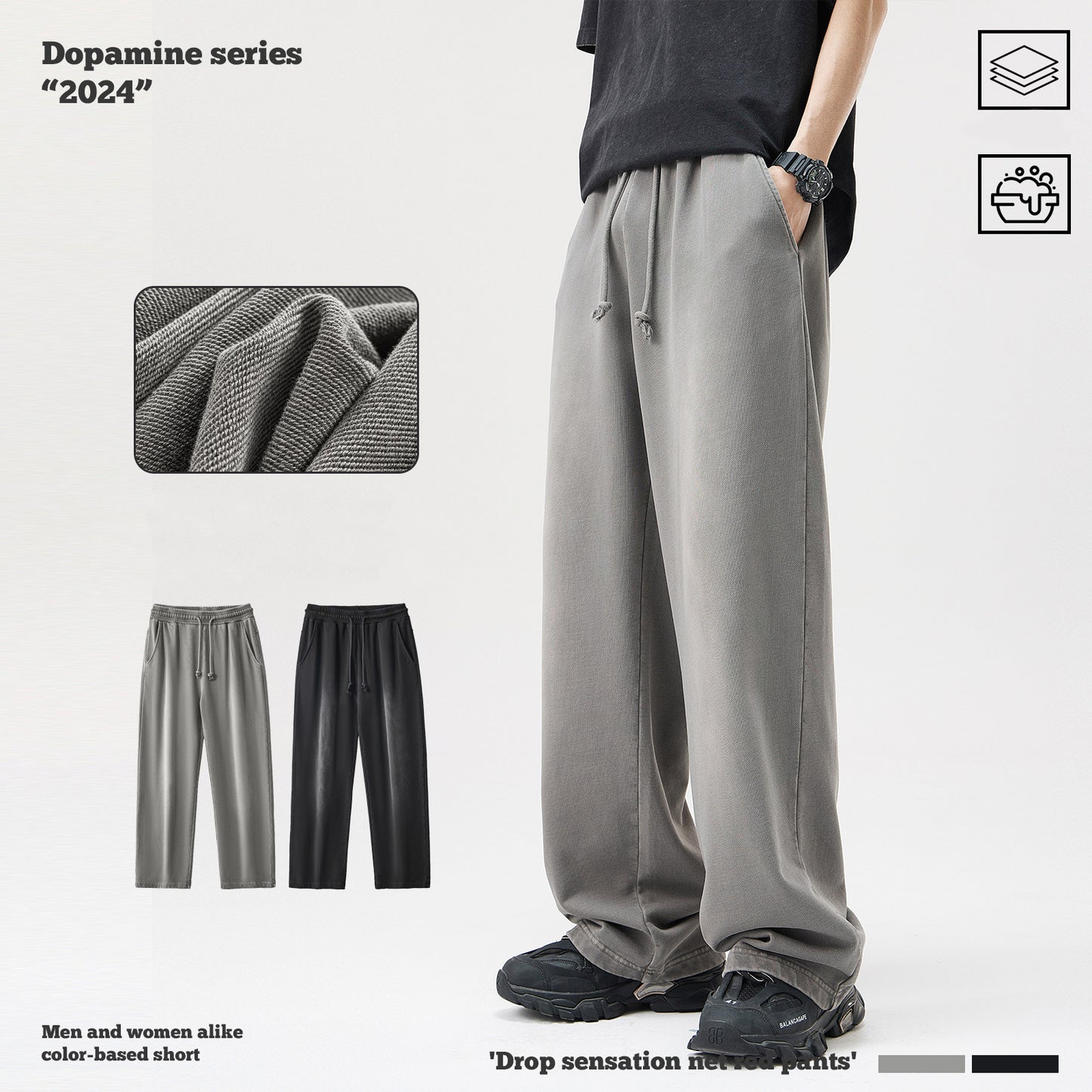 Monkey Wash Wide Leg Long Pants