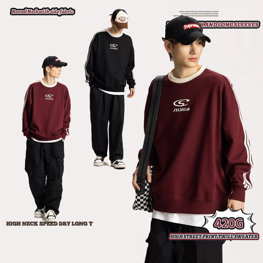 Crew Three-Stripes Print Sweatshirt