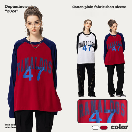 Rubber Print Raglan Long Sleeve Tee