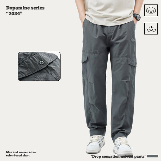 Pleated Knee Straight Leg Cargo Pants